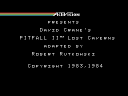 Pitfall II Arcade title screen for Colecovision